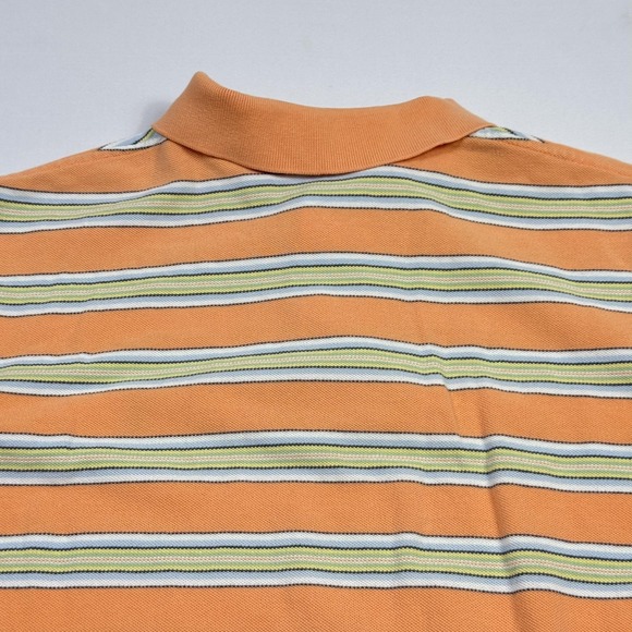 Polo Ralph Lauren Polo Shirt Mens Medium Orange Striped Cotton Golf Casual - Picture 10 of 10